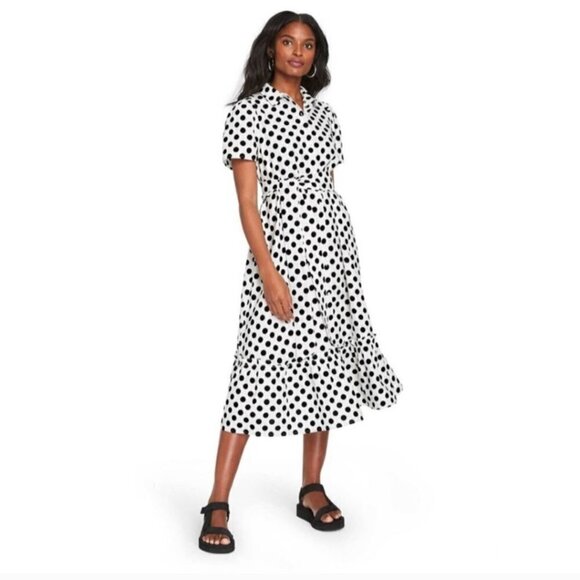 Lisa Marie Hernandez X Target Polka Dot Midi Shirt Dress Size S - Picture 1 of 10